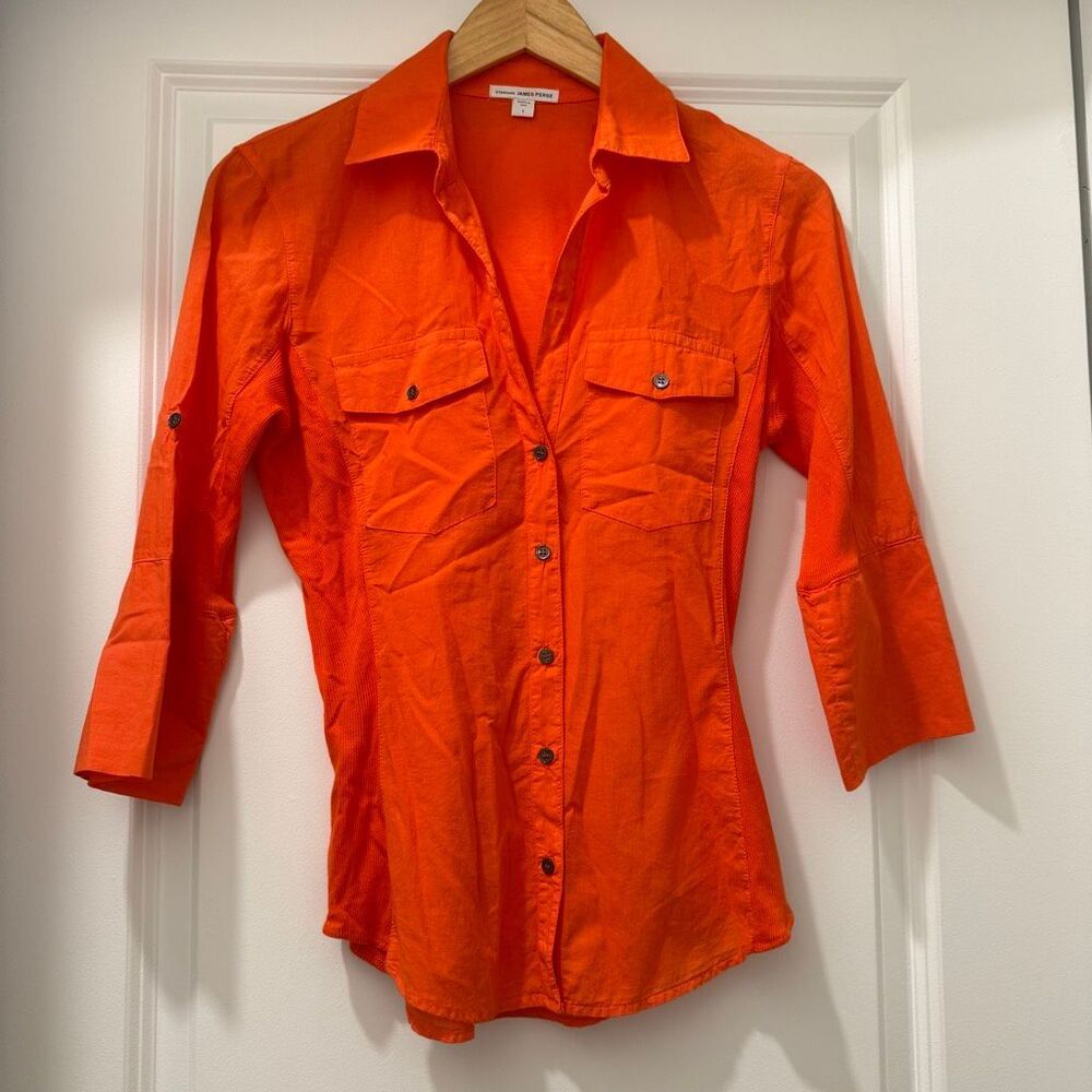 James Perse Sheer Slub Side Panel Shirt in ornage size 1 Small
